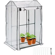 Relaxdays - Serre de balcon avec 4 grilles, hlp: 150x100x80 cm, plastique pe et acier, plantes, herbes, transparent/vert