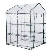 Serre de jardin 4 étagères 143 x 143 x H195cm Bache serre pvc Cadre Acier Legumes plantes Fleurs brixo