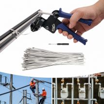 Serre-câble pince + 100 pièces en acier inoxydable serre-câble serre-câble ensemble 205mm x 4.6 mm