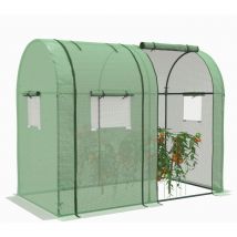 Serre de jardin 1,8 m² - 2 portes zippées 4 fenêtres - acier pe vert