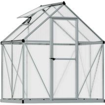 Palram – 701636 – Serre de jardin polycarbonate 2.3m² – Aluminium naturel, 126x185x208 cm, épaisseur 4 mm – Surface, Largeur, Longueur, Matières, 