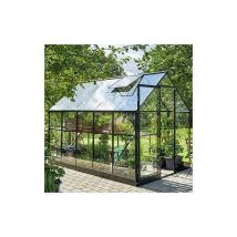 Serre en verre trempé Qube 610 avec base - 6.40 m², Couleur Noir