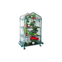 Serre balcon Rapida 3 e'tage'res en acier pour la culture de plantes fleurs fruits le'gumes 70x50x130 cm comple'te avec couvercle