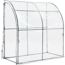Serre de jardin adossée juta en acier et PVC à porte zippée 100 x 200 x 215 cm