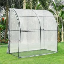 Serre de jardin adossée Juta en acier et pvc à porte zippée 100 x 200 x 215 cm [en.casa]