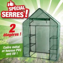 Serre de jardin avec étagères, dimensions 143 x 73 x 195cm