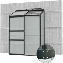 Serre de jardin en polycarbonate 4 mm et aluminium noir avec embase Ida 68.8 x 130.60 x 182.30 cm
