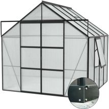 Serre de jardin en polycarbonate 4 mm et aluminium noir avec embase Jupiter Longueur de 445 cm