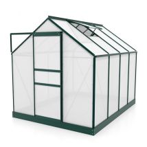 Vitavia - Serre de jardin en polycarbonate 4 mm et aluminium vert émeraude avec embase Venus Longueur de 257 cm