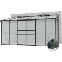 Serre de jardin en polycarbonate 6 mm et aluminium noir avec embase Ida 201. x 386.50 x 220.80 cm