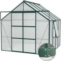 Serre de jardin en polycarbonate 6 mm et aluminium vert emeraude avec embase Jupiter Longueur de 321 cm