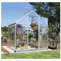 Serre de jardin en polycarbonate Harmony 2,33 m², Couleur Argent, Ancrage au sol Oui