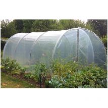 Serre tunnel de jardin 31,5m² dim. 10,5L x 3l x 2,17H m 2 portes pivotantes pieds arrondis bâche pe 200μ haute densité transparente structure tubes