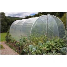 Serre tunnel de jardin 18m² dim. 6L x 3l x 2,17H m 2 portes pivotantes pieds arrondis bâche pe 200μ haute densité transparente structure tubes acier