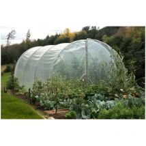 Serre tunnel de jardin 22m² dim. 7,5L x 3l x 2,17H m 2 portes pivotantes pieds arrondis bâche pe 200μ haute densité transparente structure tubes