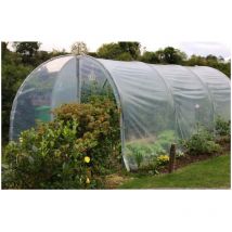 Serre tunnel de jardin 27m² dim. 9L x 3l x 2,17H m 2 portes pivotantes pieds arrondis bâche pe 200μ haute densité transparente structure tubes acier