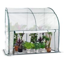 Serre d'hivernage murale adossée 200x100x180cm blanc - Bâche pe imperméable, anti-UV - Balcon, terrasse, jardin