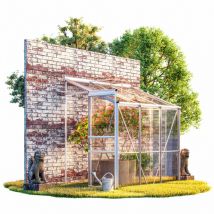 Serre de jardin adossée murale polycarbonate 3,8 m³ abri gel plante légume potager Demi serre