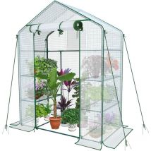 Serre de Jardin PE avec Étagères 3 Niveaux pour Légume Plante Fleur Bâche Renforcée 135g-m2 Protéger Vos Plantes 143x73x195cm