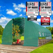 Serre de Jardin tunnel 24m² (3x8) extrêmement stable parois enroulables croissance optimale des plants, aération optimale, montage rapide - serre de
