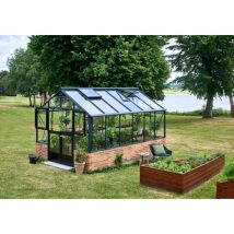 Juliana - Serre Premium adossée Gris Revêtu par poudre, 3 mm Épaisseur de paroi 296 x 439 cm