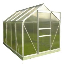 Serre de jardin en polycarbonate 4,75 m² - avec ouverture toit auto - Aluminium naturel - Chalet&jardin