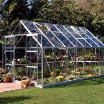Serre en verre trempé Magnum 148 avec base - 11.50 m², Couleur Forest green