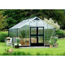 Serre en verre polycarbonate Gardener avec base 21.40 m², Couleur Anthracite