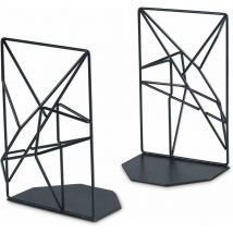 Serre-Livres Lot de 2 en Fer pour Bureau, Bibliothèque ou Maison, Noir