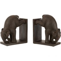 Serre-Livres Éléphant en résine marron