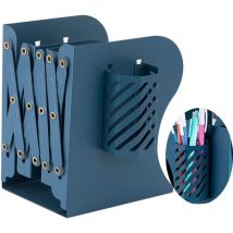 Serre-Livres, Rétractable Pliable, avec Porte-Stylo, 15x10x19cm, Cyan