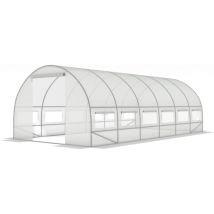 Serre tunnel en aluminium avec fenêtres 600 x 300 x 200 cm Blanc