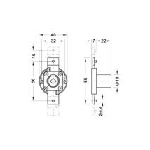 Serrure à crémone Argent Gauche 16 mm Nickelé