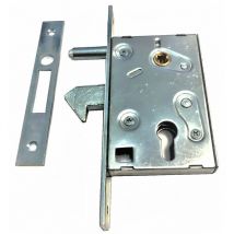 Serrure a Crochet a Larder. Acier Zingué . Axe 50 mm et Axe 60 mm . Fourni sans cylindre. 50 mm