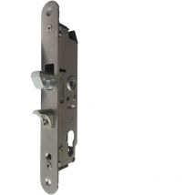 Serrure à encastrer réversible à crochet pour portail coulissant. Profondeur (mm) 55 - Axe à 40 - Carré (mm) : 7