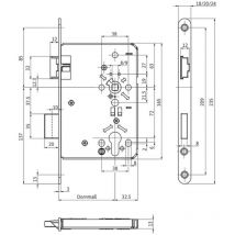 Gretsch-unitas - Serrure à larder axe à 55 mm carré de 8 mm têtière de 18 mm bouts ronds condamnation droite - bks