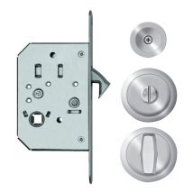 Serrure à larder rosace ronde pour porte coulissante avec manœuvres de condamnation usinage ø 48 mm inox satiné Karcher Design