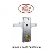 Serrure centrale Prefer – 2 points horizontaux – Coffre 160x60 mm – Acier nickelé – Serrure de portail et de garage