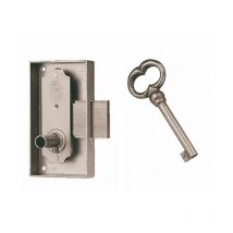 Serrure de bibliothèque 526 largeur 55mm axe 35mm gauche finition brossé avec 1 clé - devismes - 3526235