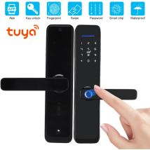 Rosvola - Jeffergarden Serrure de poignée de porte électronique WiFi, mot de passe, carte ic à empreintes digitales, fonctionne à distance avec Tuya