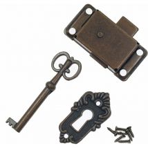 Serrure de porte d'armoire antique, Ensemble De Serrure Antique ​- Serrure décorative avec clés et vis - Pour boîtes aux lettres, casiers, armoires,
