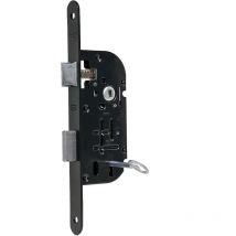 DOM - Serrure de Porte Noire à Encastrer Fermeture à cle Axe 40 mm à Larder Reversible