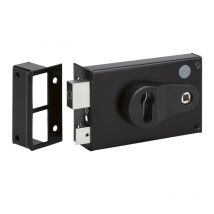 Metalux - Serrure en applique noire gauche à fouillot - Clé i - Axe de 52 à 70 mm - Série ND10 - dom