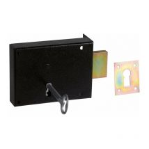 Serrure en applique noire droite Simple - Clé l - Axe à 55 mm - Série 461 DOM