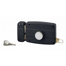 Thirard - Serrure en applique à bouton pour porte de garage à battant, gauche, 140x90mm, axe 70mm, noir, 3 clés