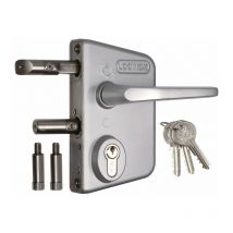 Locinox - Serrure de portail en applique argent - Clé i - Axe à 30 mm - Profil 60 à 80 mm - lakq