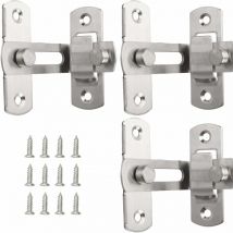 Qiedie - Serrure à moraillon de porte à 90 degrés, serrure à boucle de porte en acier inoxydable 3pcs, serrure coulissante de sécurité, verrou de