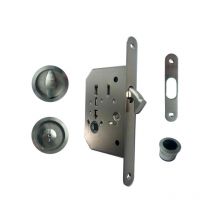 Serrure pour porte coulissante à crochet + rosaces + poignée + tire doigts