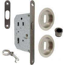 Serrure à crochet de porte coulissante rosaces + poignées + tire doigts