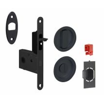 Serrure pour porte coulissante ronde noir mat à condamnation - Noir